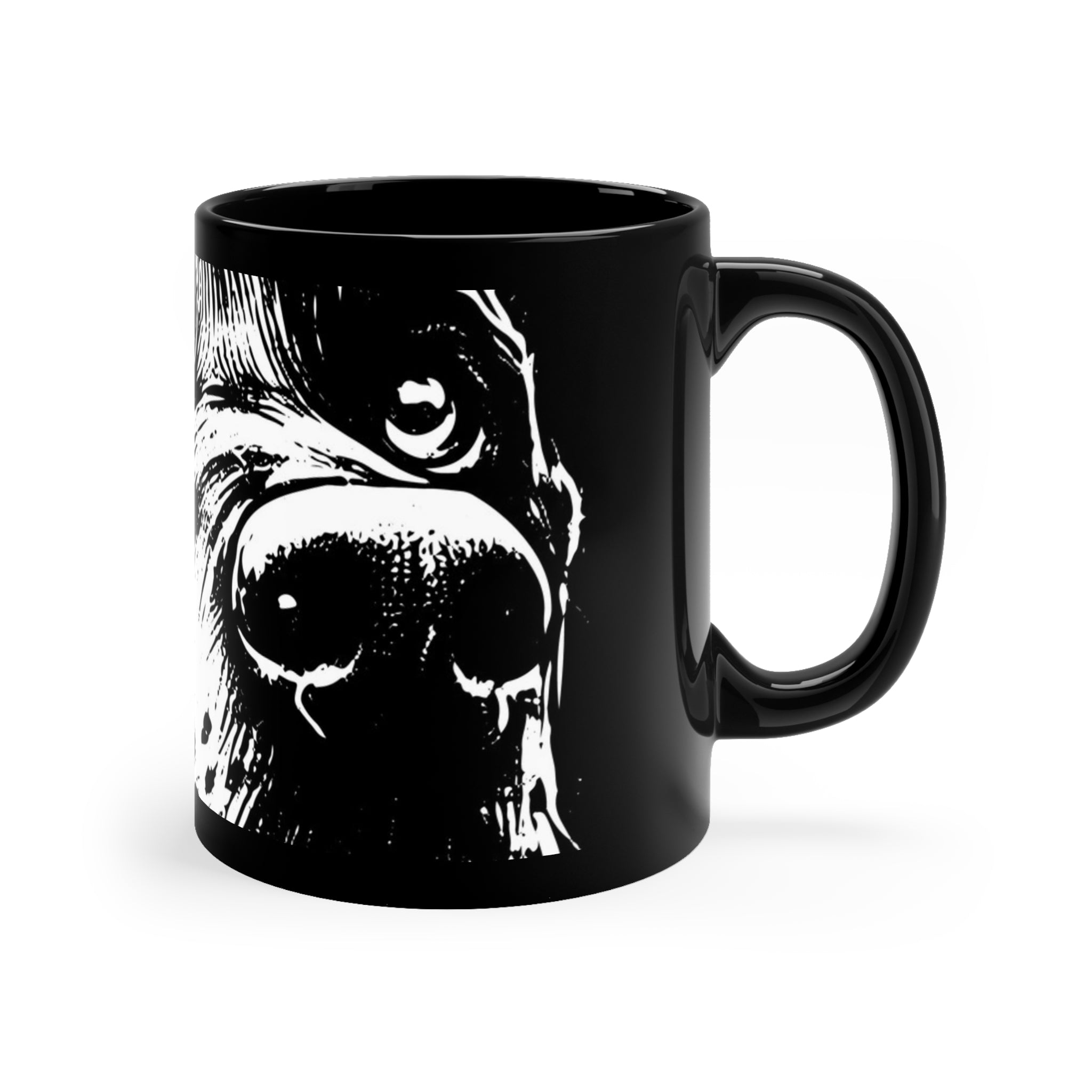 Black Ceramic Mug — Monochrome Doberman Portrait Coffee Cup