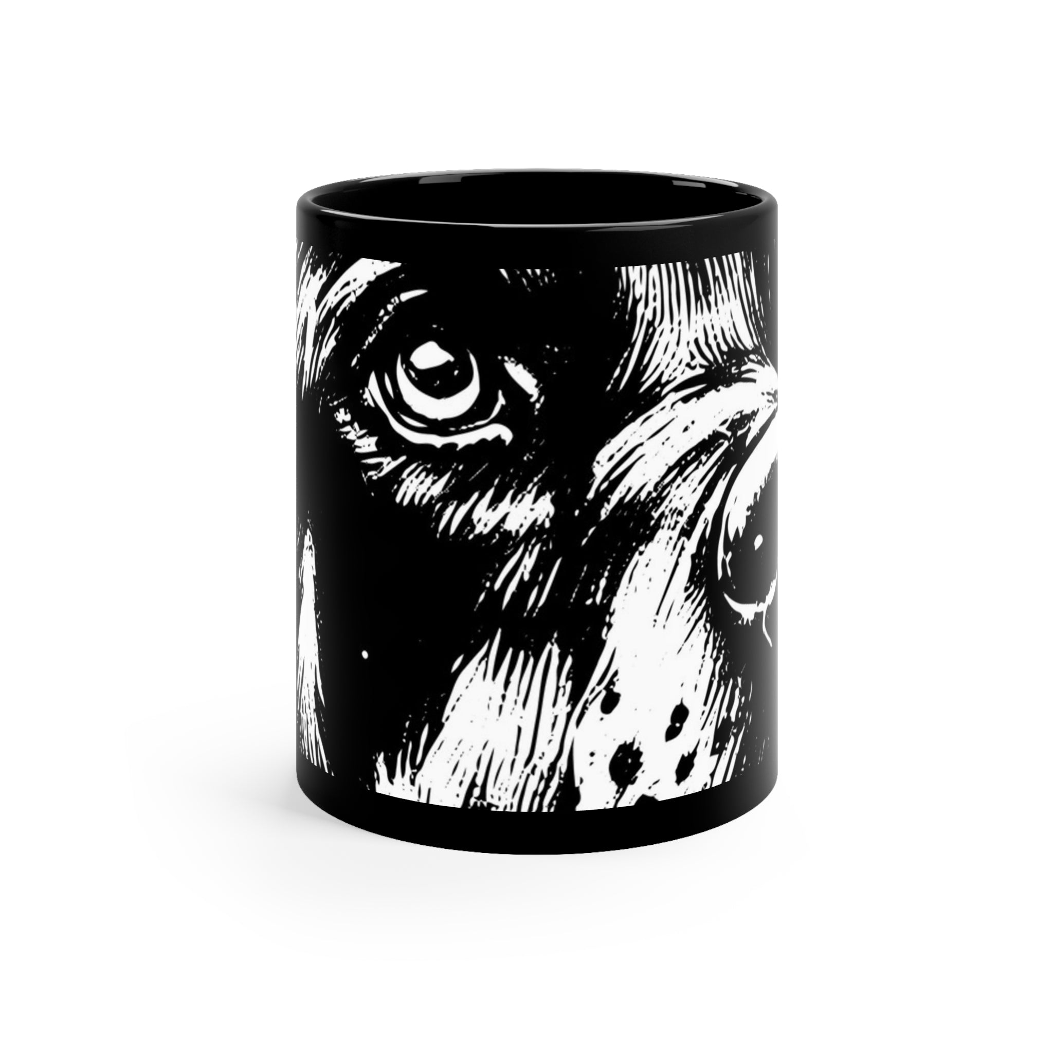 Black Ceramic Mug — Monochrome Doberman Portrait Coffee Cup