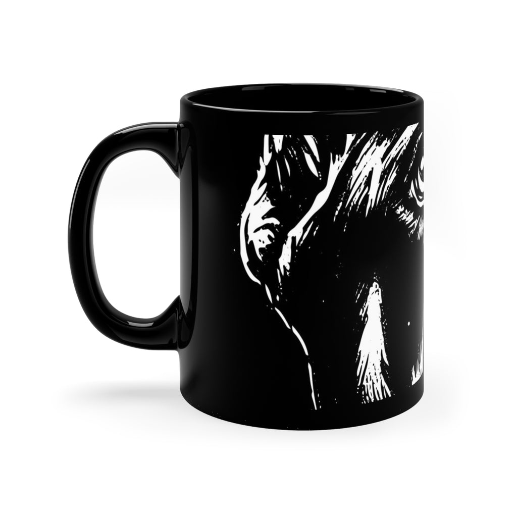 Black Ceramic Mug — Monochrome Doberman Portrait Coffee Cup