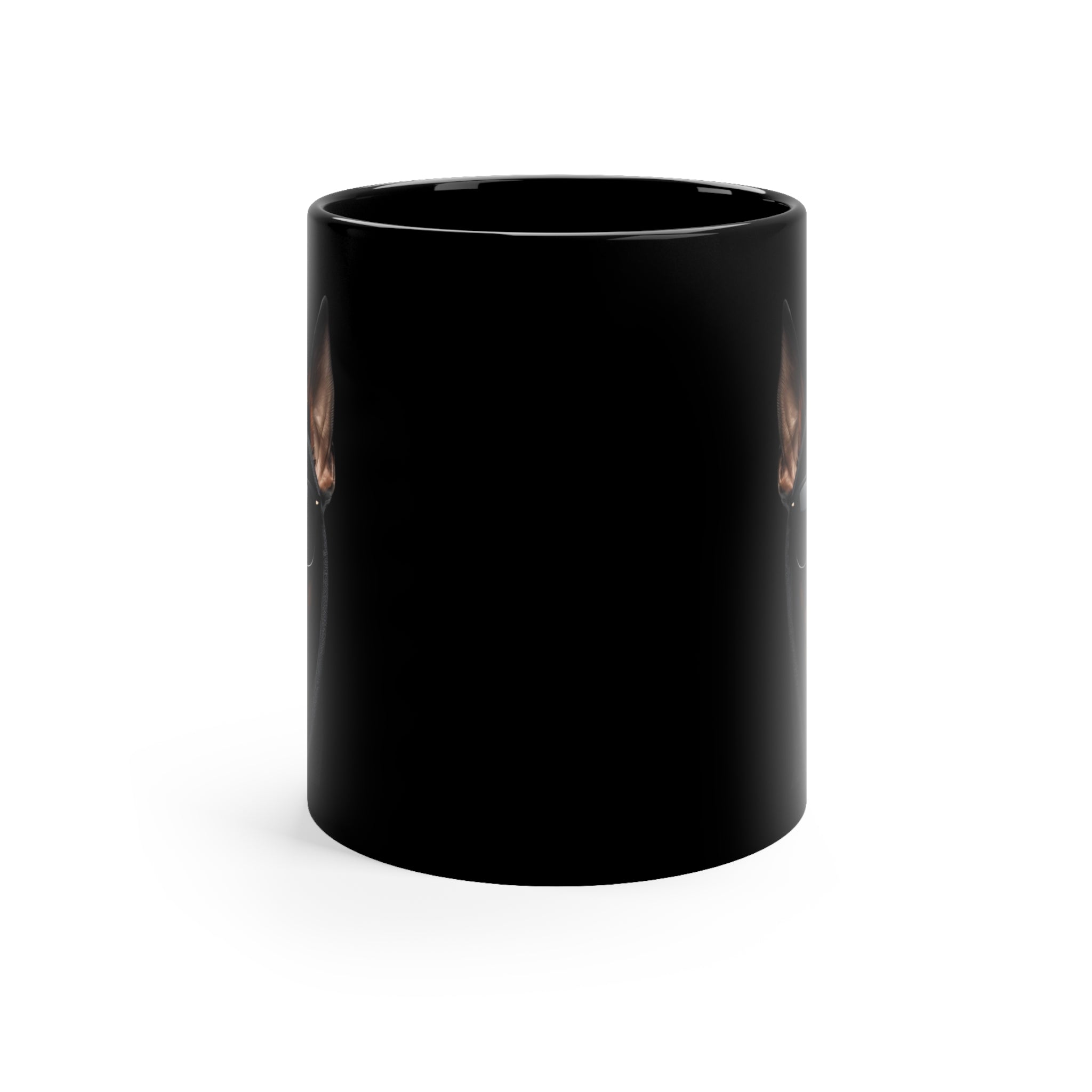 Black Ceramic Mug — Monochrome 3 Doberman Portrait Coffee Cup