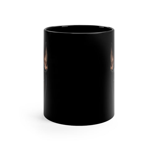 Black Ceramic Mug — Monochrome 3 Doberman Portrait Coffee Cup