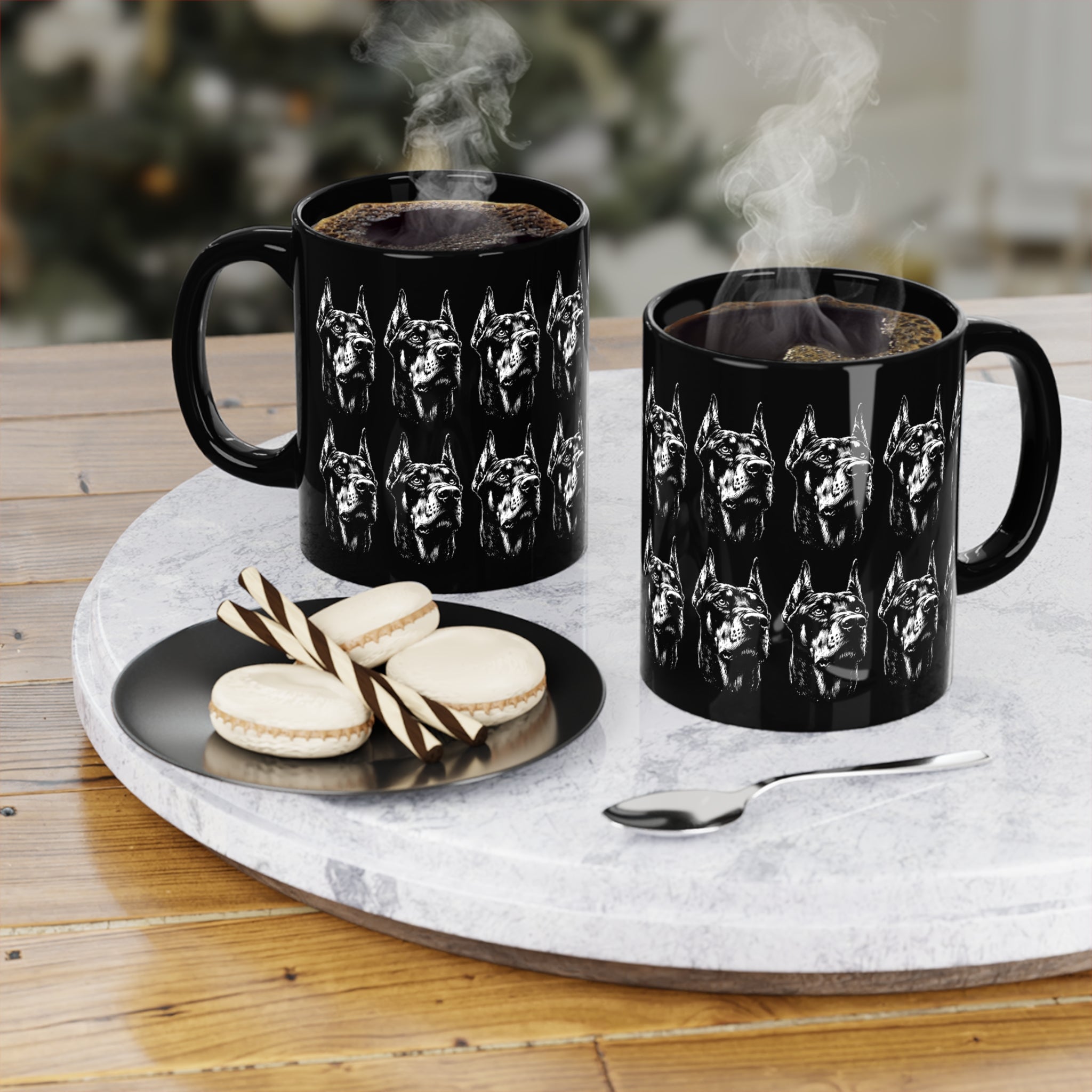 Monochrome 1 Doberman Portrait Coffee Cup